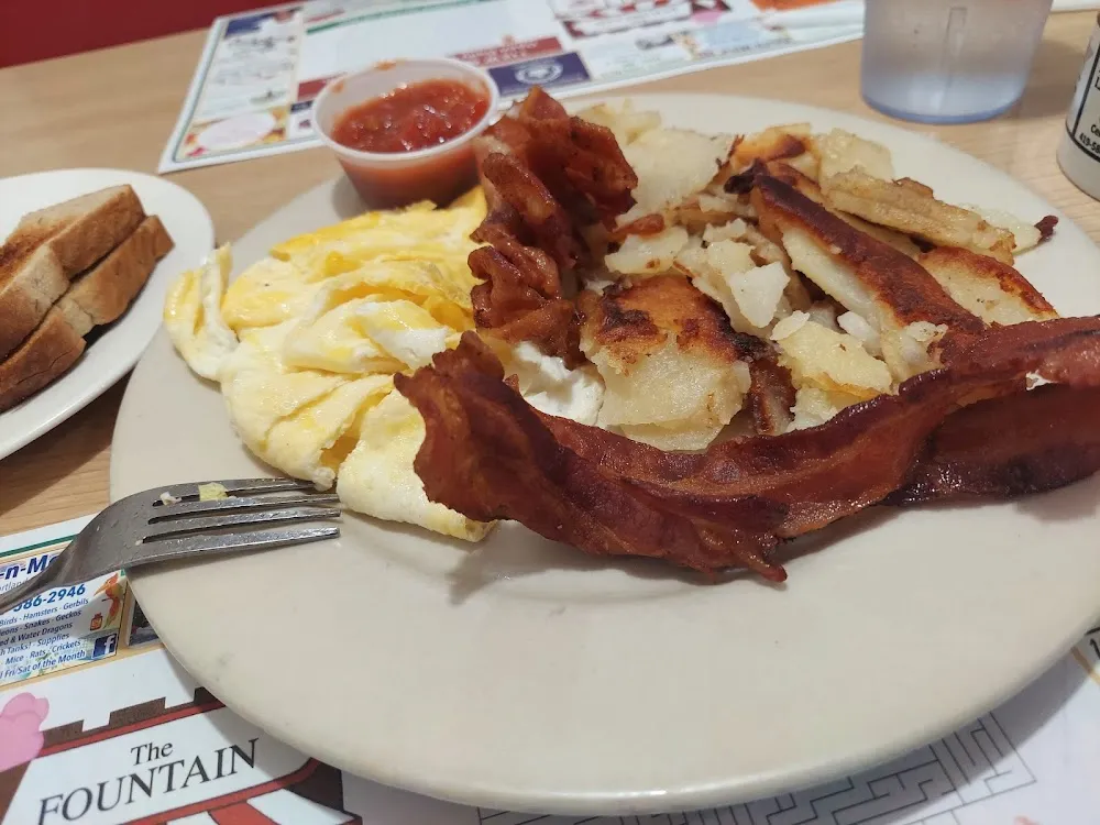 Fried Potatoes Bacon Scrambled Eggs